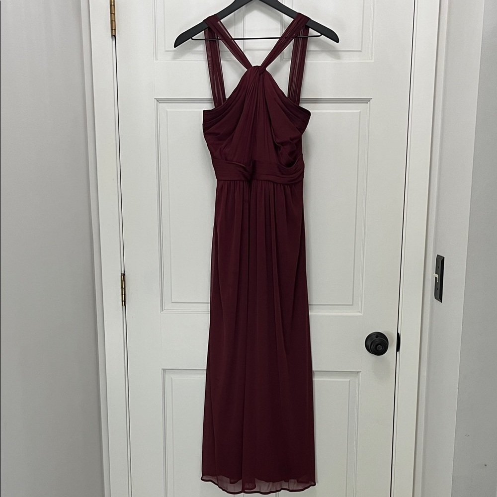 David's Bridal | Dresses | Davids Bridal Wine Colored Halter Neck Floor Length Maxi Dress Size 2